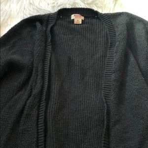 Black open front cardigan